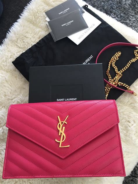 ysl wallet on chain small pink